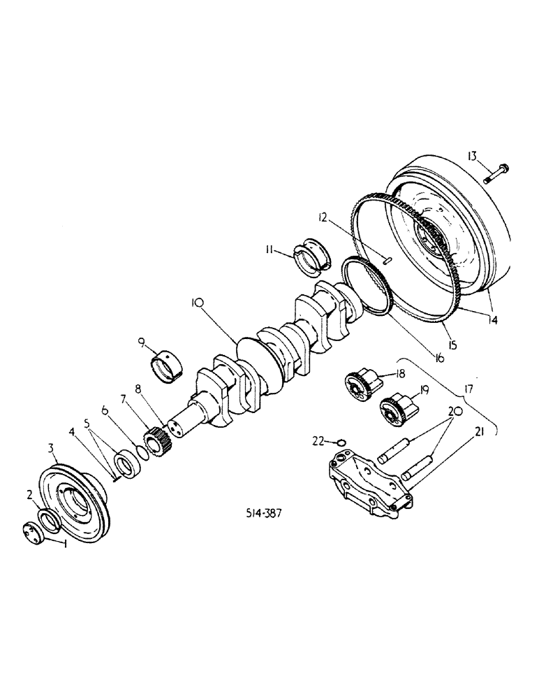 Схема запчастей Case IH 784 - (12-31) - POWER, CRANKSHAFT, FLYWHEEL AND BEARINGS Power