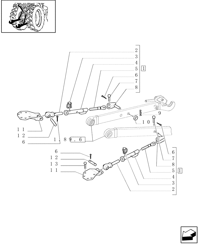 Схема запчастей Case IH MXM155 - (1.89.9) - LATERAL STABILIZERS (09) - IMPLEMENT LIFT