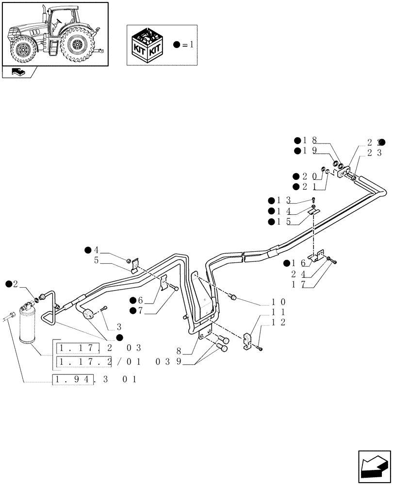 Схема запчастей Case IH PUMA 140 - (1.94.3[02]) - AIR CONDITIONING SYSTEM PIPES - C6663 (10) - OPERATORS PLATFORM/CAB