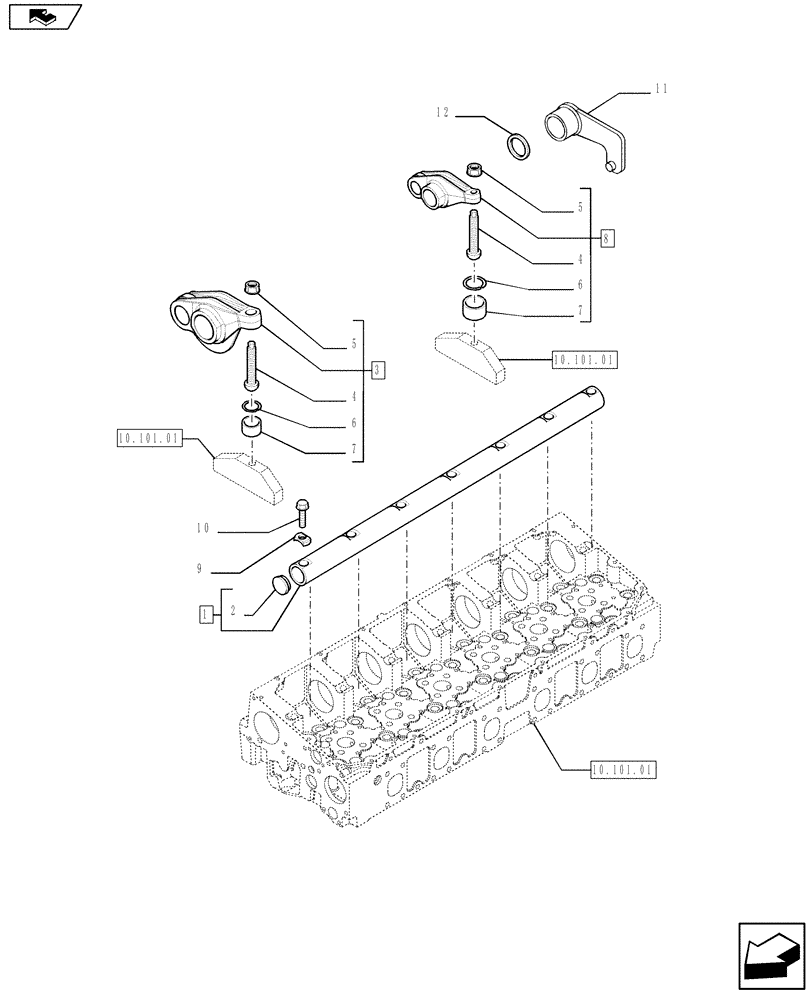 Схема запчастей Case IH F2CFE613C A010 - (10.106.02) - SHAFT & ROCKER ARMS (504312664) 