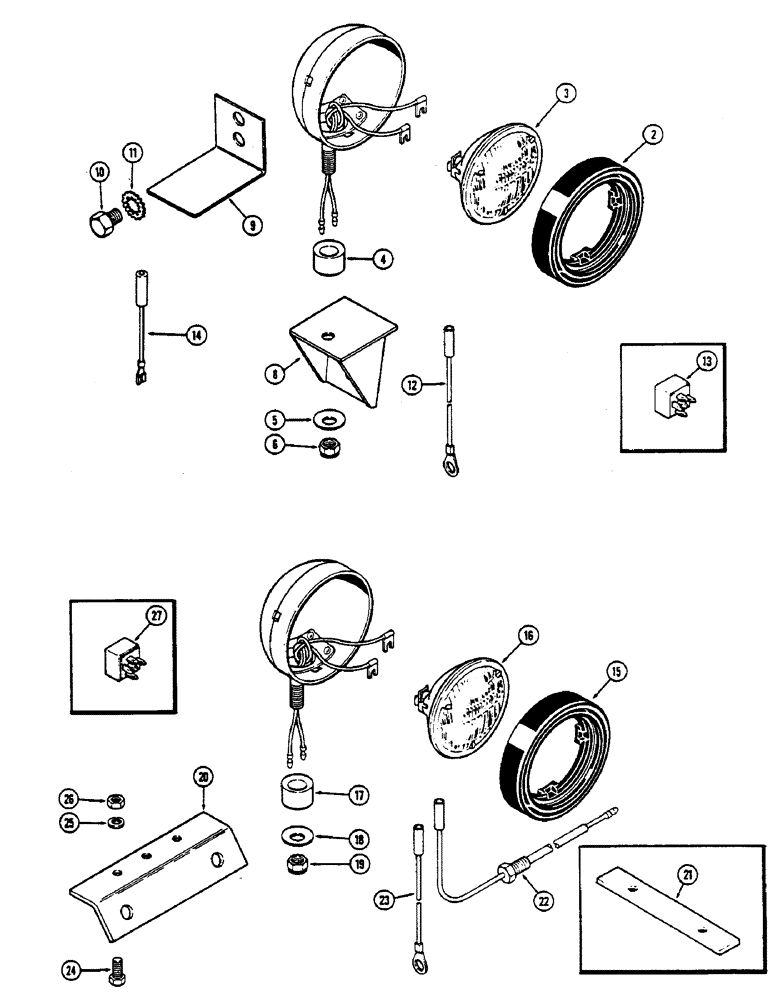 Схема запчастей Case IH 2390 - (4-140) - FLOOD LAMP ATTACHMENTS, UPPER FRONT OR REAR (04) - ELECTRICAL SYSTEMS