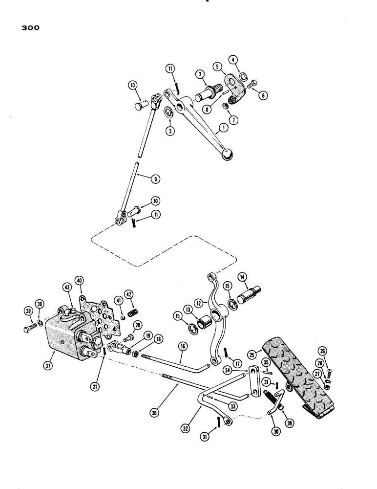 Схема запчастей Case IH 830-SERIES - (300) - CONTROL VALVE LINKAGE, CASE-O-MATIC DRIVE (06) - POWER TRAIN