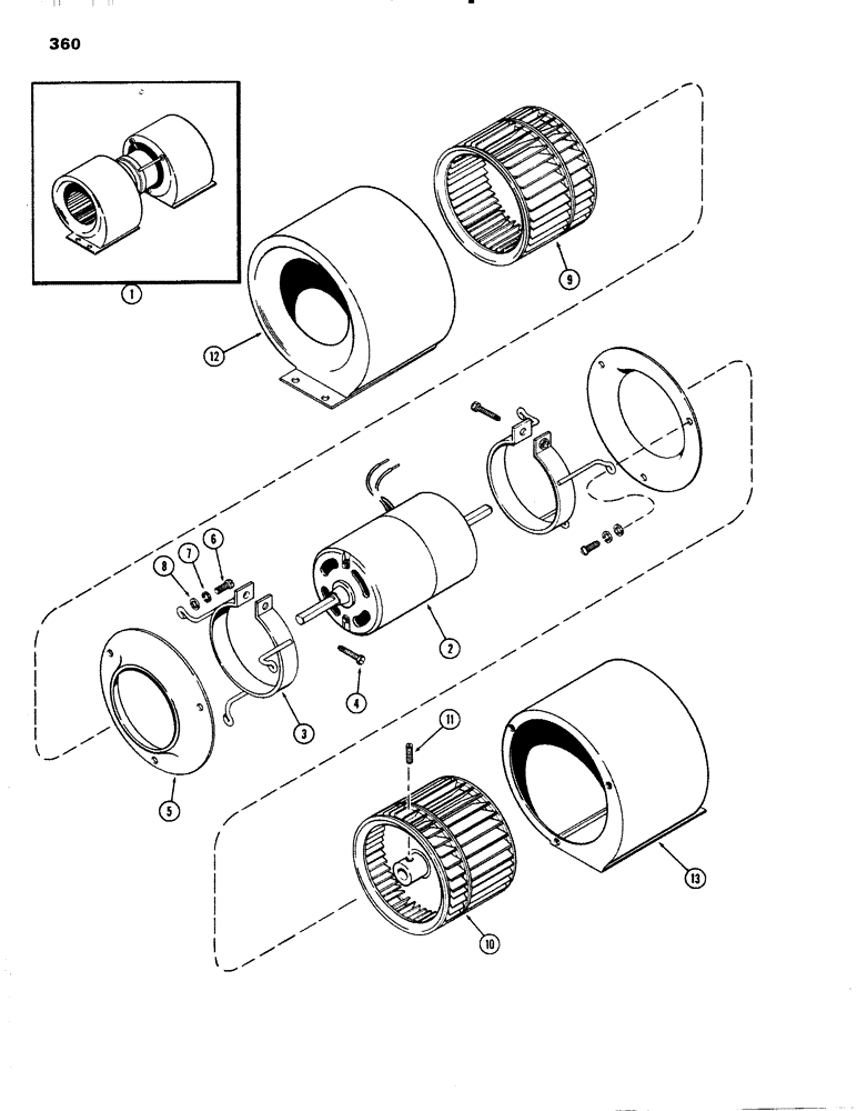 Схема запчастей Case IH 1090 - (360) - CAB, BLOWER (09) - CHASSIS/ATTACHMENTS