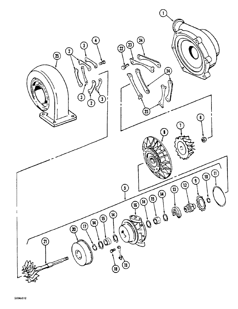 Схема запчастей Case IH 1660 - (2-24) - TURBOCHARGER, DT466B ENGINE (01) - ENGINE