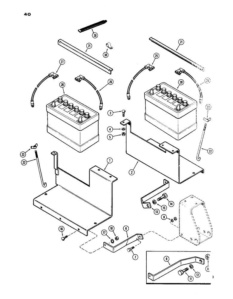 Схема запчастей Case IH 1030 - (040) - BATTERY, CABLES AND SUPPORTS (04) - ELECTRICAL SYSTEMS