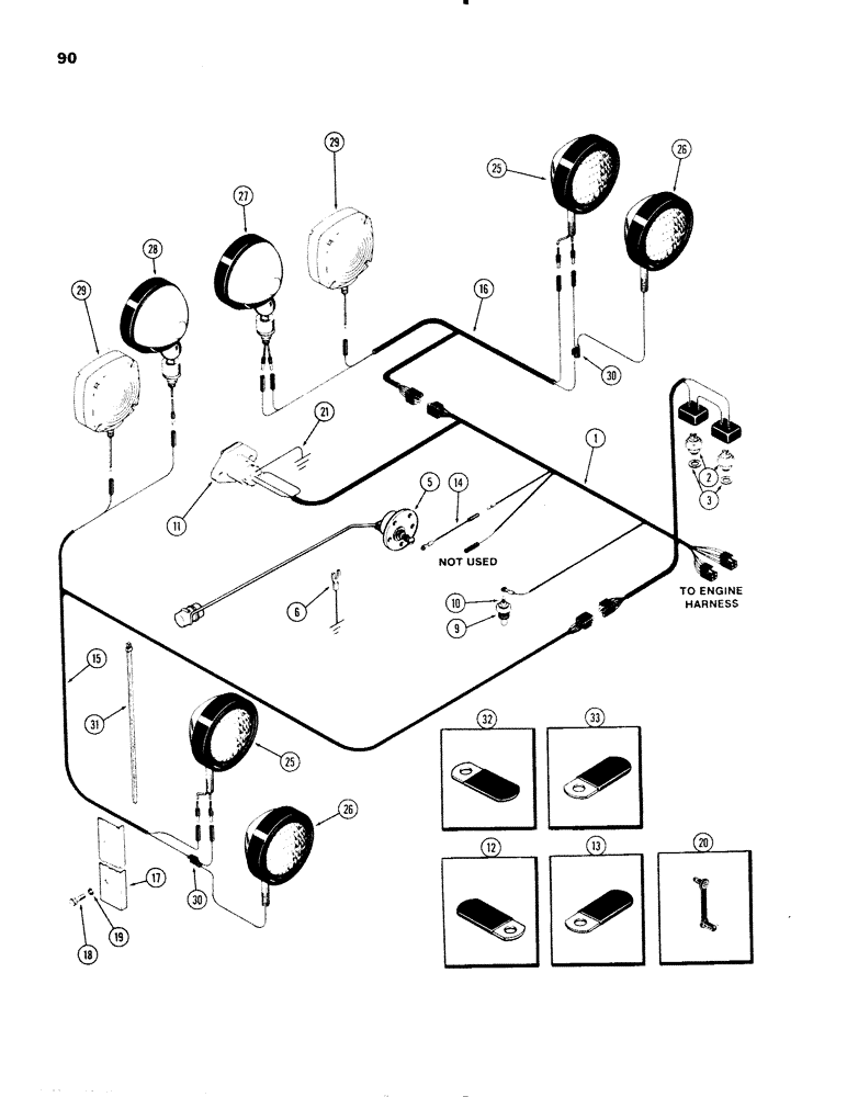 Схема запчастей Case IH 1270 - (090) - TRANSMISSION HARNESS, FIRST USED P.I.N. 8797567 (04) - ELECTRICAL SYSTEMS