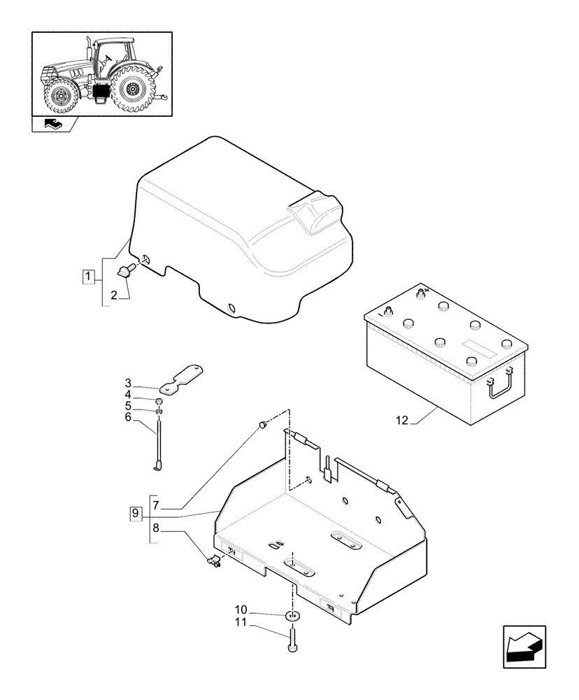 Схема запчастей Case IH PUMA 140 - (1.74.2) - BATTERY, COVERS AND RELATED SUPPORTS (06) - ELECTRICAL SYSTEMS