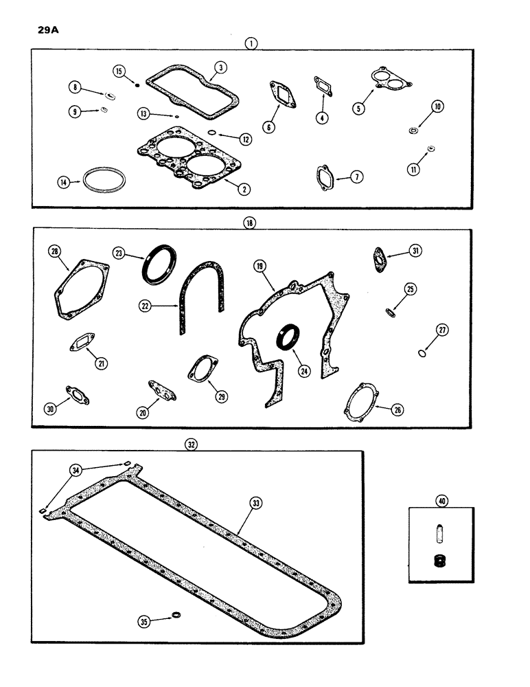 Схема запчастей Case IH 970 - (029A) - ENGINE GASKET KITS, (401B) DIESEL ENGINE, USED PRIOR TO ENGLISH SERIAL NUMBER 2322106 (02) - ENGINE