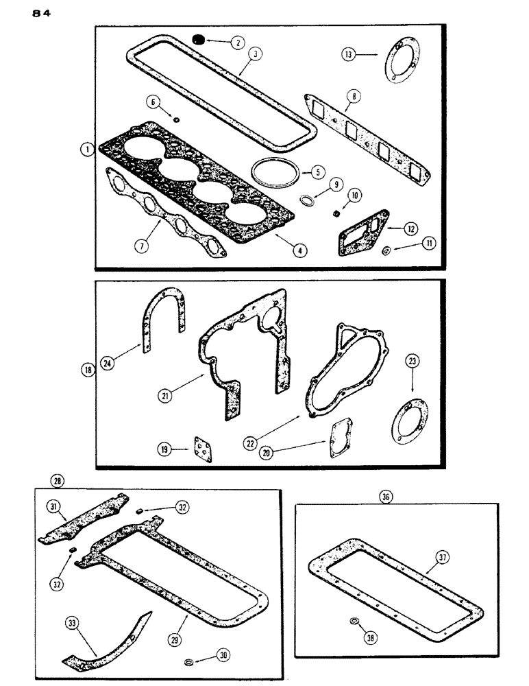 Схема запчастей Case IH 530 - (084) - ENGINE GASKET KITS, 430-530, 188, DIESEL ENGINE, FIRST USED ENGINE SERIAL NUMBER 2656844 (02) - ENGINE