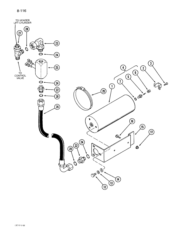 Схема запчастей Case IH 1640 - (8-116) - ACCUMULATOR ATTACHMENT, P.I.N. JJC0097190 AND AFTER (07) - HYDRAULICS