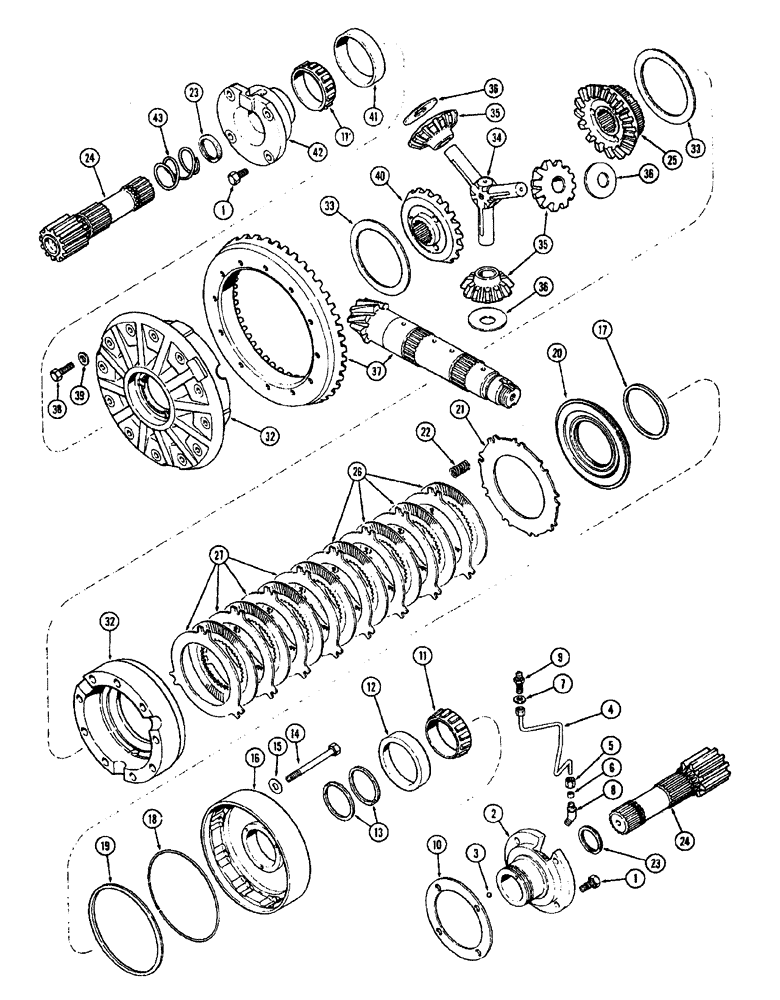 Схема запчастей Case IH 1370 - (116) - DIFFERENTIAL, BEARING CARRIER, CAGE, SIDE GEAR AND SHAFT (06) - POWER TRAIN