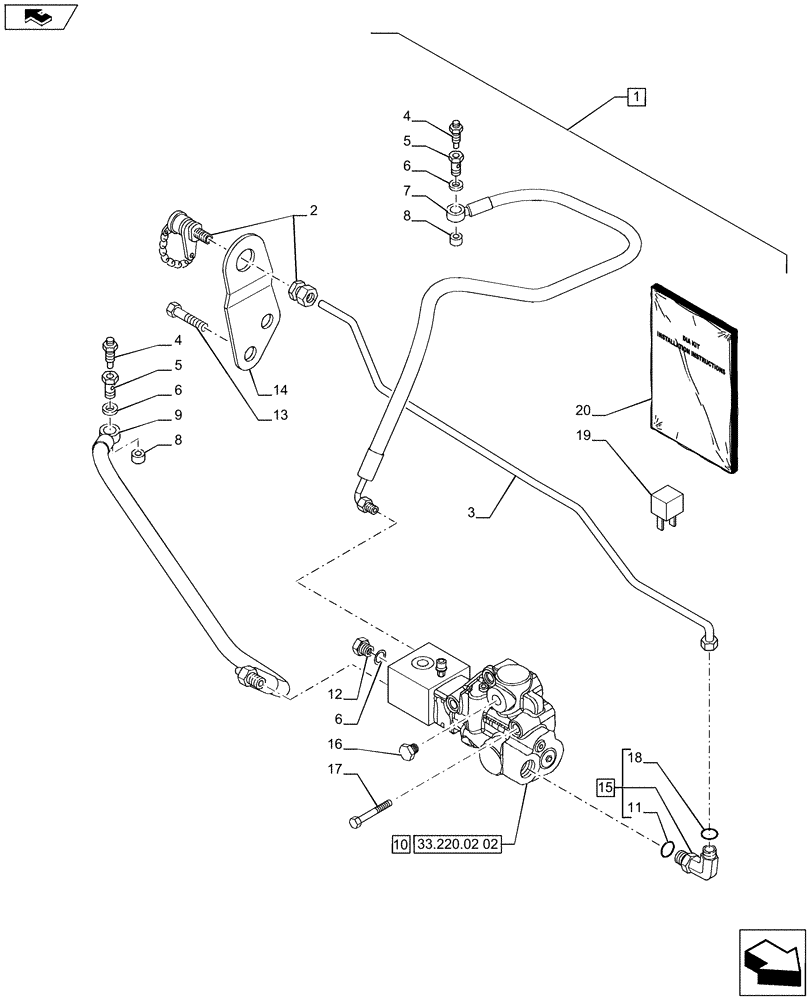 Схема запчастей Case IH PUMA 200 - (88.033.02) - DIA KIT - HYDRAULIC TRAILER BRAKE (UNIVERSAL) (88) - ACCESSORIES