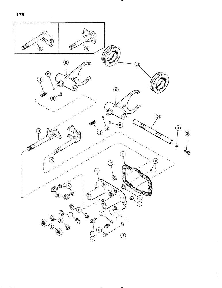 Схема запчастей Case IH 1270 - (176) - RANGE SHIFT MECHANISM, FIRST USED TRANSMISSION SERIAL NUMBER 10028201 (06) - POWER TRAIN