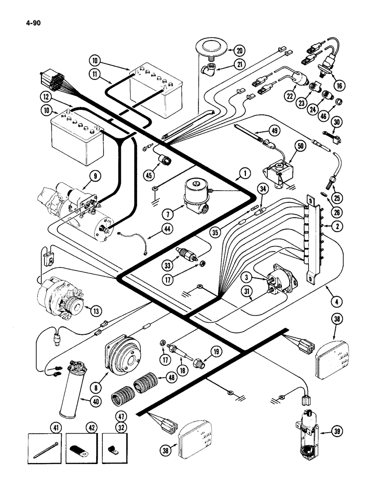 Схема запчастей Case IH 4994 - (4-090) - ENGINE HARNESS (04) - ELECTRICAL SYSTEMS