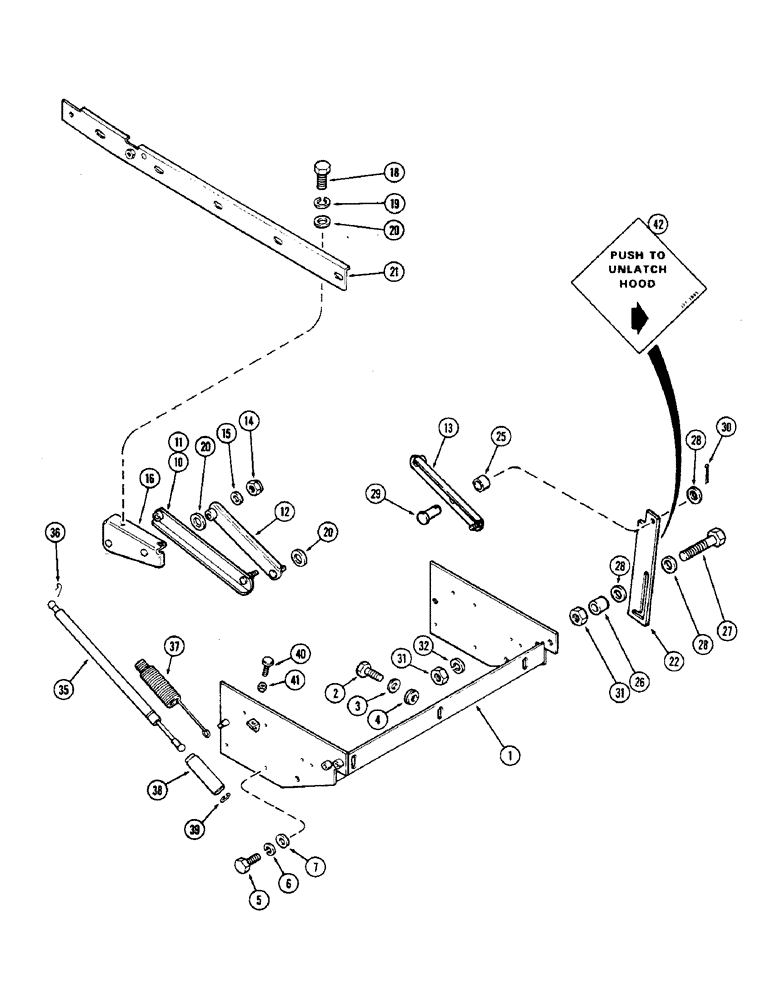 Схема запчастей Case IH 2870 - (350) - HOOD HINGE PARTS, WITH URETHANE HOOD (09) - CHASSIS/ATTACHMENTS