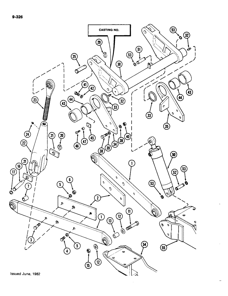 Схема запчастей Case IH 4490 - (9-326) - THREE POINT HITCH, DRAFT ARMS, LIFT LINKS AND ROCKSHAFT, PRIOR TO P.I.N. 8860450 (09) - CHASSIS/ATTACHMENTS