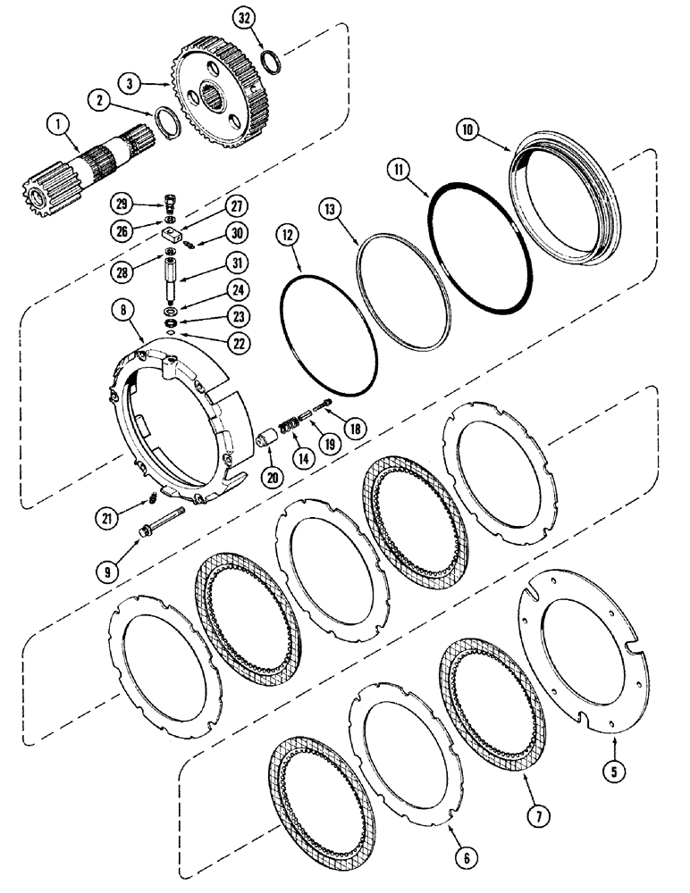 Схема запчастей Case IH 2394 - (6-058) - DIFFERENTIAL, SHAFT AND BRAKE MECHANISM, TRANSMISSION SERIAL NO. 16260432 AND AFTER (06) - POWER TRAIN