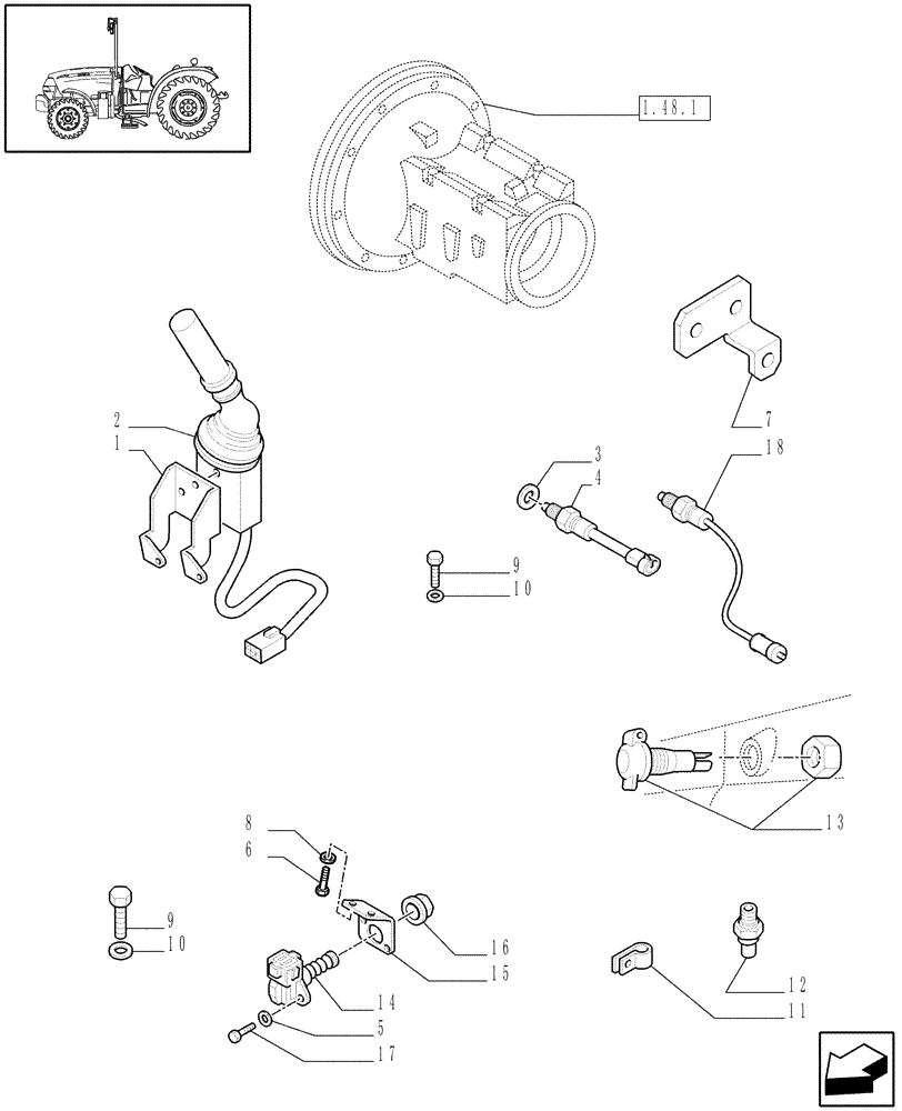 Схема запчастей Case IH JX1095N - (1.75.0/02) - (VAR.297) HI-LO NA - ELECTRIC CONTROLS, POWER-SHUTTLE CONTROL LEVER (06) - ELECTRICAL SYSTEMS