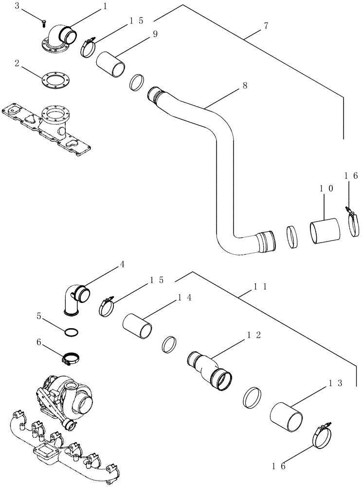 Схема запчастей Case IH 2377 - (02-10) - INTAKE SYSTEM, CHARGE AIR COOLER - BSN HAJ0295001 (01) - ENGINE