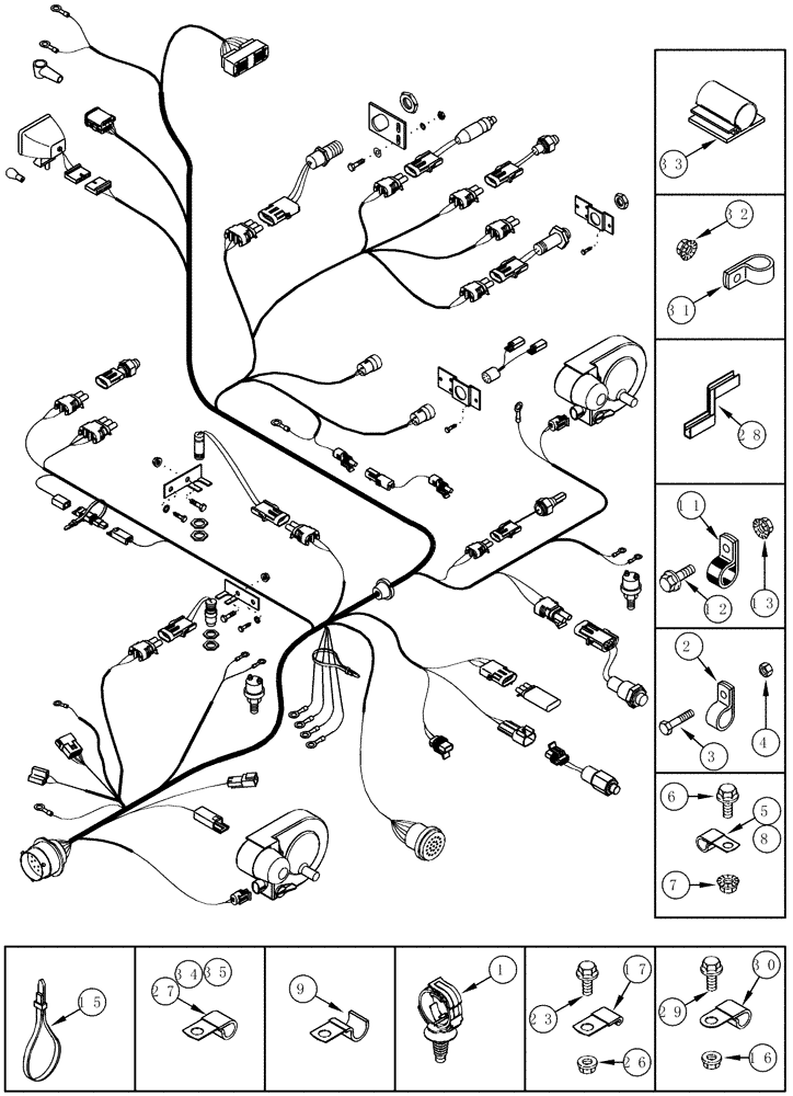 Схема запчастей Case IH CPX420 - (04-12) - HARNESS, CHASSIS - CLAMPS AND RETAINERS (06) - ELECTRICAL SYSTEMS