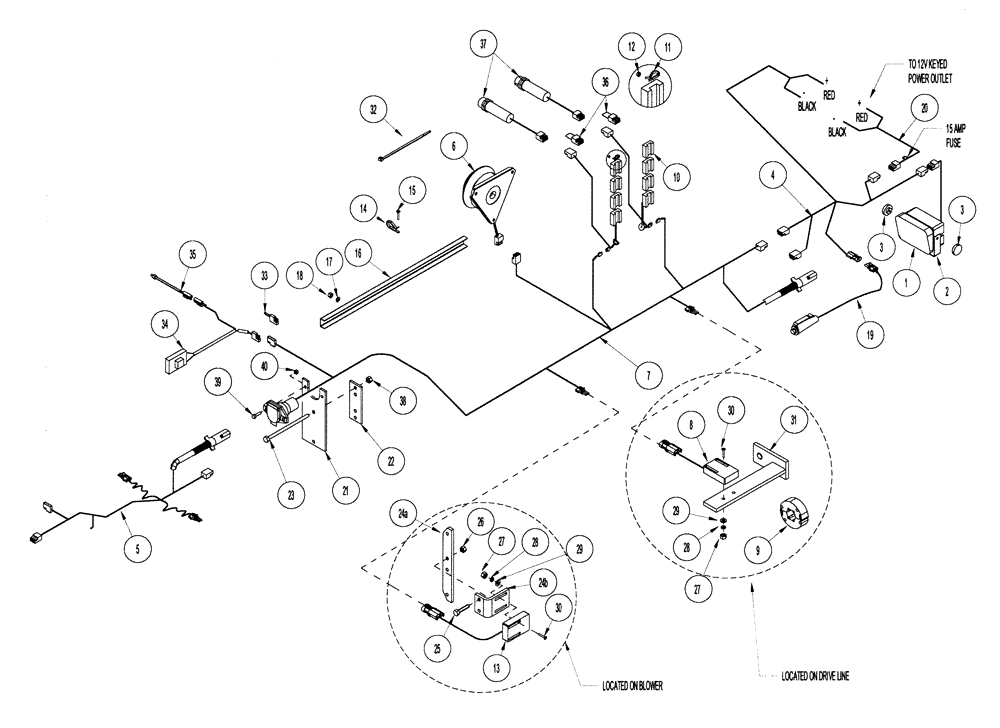 Схема запчастей Case IH 1124 - (E35) - M200 ELECTRICAL SYSTEM TOW BETWEEN 