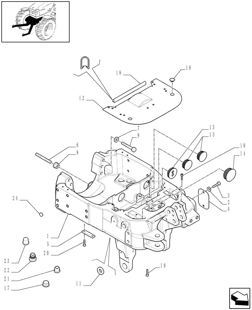 Схема запчастей Case IH MAXXUM 115 - (1.21.1/09) - INTEGRATED FRONT HPL - AXLE SUPPORT - D6519 (VAR.333648-336831) (03) - TRANSMISSION