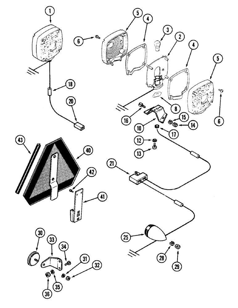 Схема запчастей Case IH 1290 - (S-09) - LAMPS, WIRING AND REFLECTORS, LOW PROFILE SPECIAL (06) - ELECTRICAL SYSTEMS