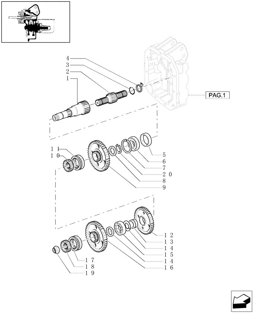 Схема запчастей Case IH MXU110 - (1.80.1/03[02]) - (VAR.817) POWER TAKE-OFF 540/750/1000 RPM - SHAFTS AND GEARS (07) - HYDRAULIC SYSTEM