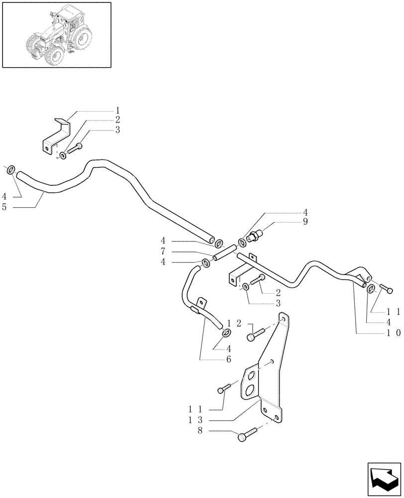 Схема запчастей Case IH MXU115 - (1.94.3[01]) - HEATING SYSTEM PIPES (10) - OPERATORS PLATFORM/CAB