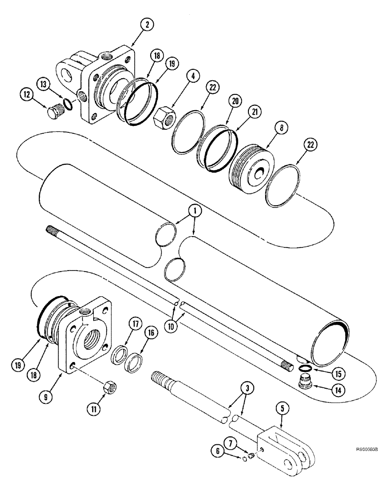 Схема запчастей Case IH 5800 - (8-22) - CYLINDER ASSEMBLY, 1282322C93 (08) - HYDRAULICS