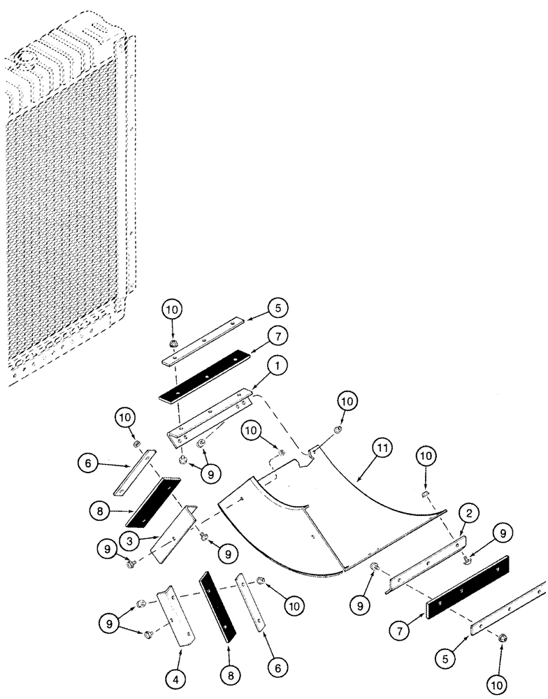 Схема запчастей Case IH 2366 - (02-02) - ROTARY AIR SCREEN BAFFLE SEALS - BSN JJC0255700 (01) - ENGINE