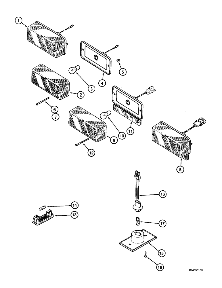 Схема запчастей Case IH 2188 - (4-48) - LAMP ASSEMBLIES, WARNING LAMP, STOP AND TAIL LAMP, DOME LAMP AND CONSOLE LAMP (06) - ELECTRICAL