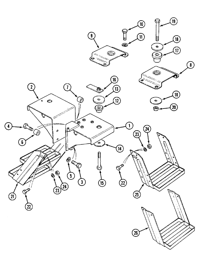 Схема запчастей Case IH 1594 - (9-398) - CAB MOUNTING AND STEPS, TRACTORS WITH CAB (09) - CHASSIS/ATTACHMENTS