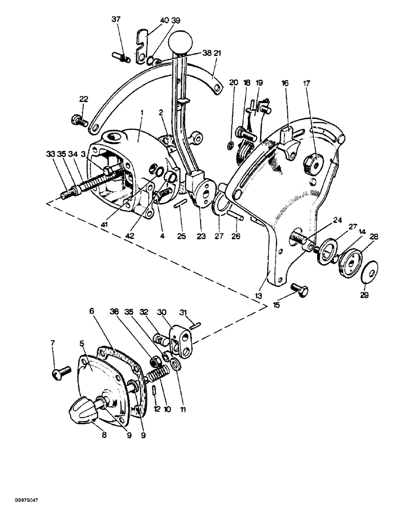 Схема запчастей Case IH 1210 - (8-22) - CONTROL LEVER AND QUADRANT, 1210, 1212, 1210G AND 1212G TRACTORS (08) - HYDRAULICS