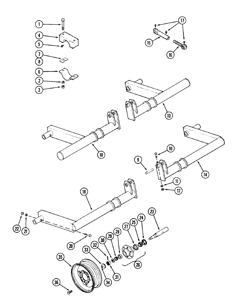 Схема запчастей Case IH DOT B - (030) - WING AXLES AND WHEELS, 17, 20 AND 23 FOOT (5.2, 6.1 AND 7.0 M) 