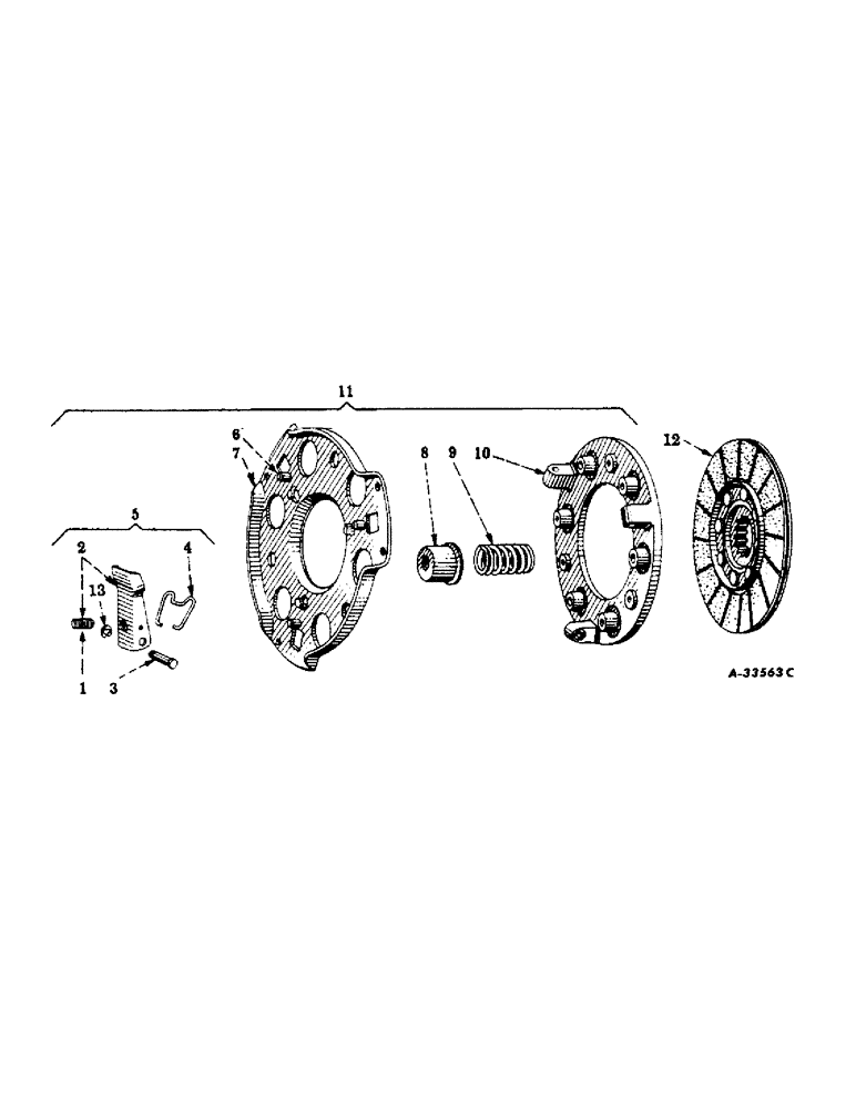 Схема запчастей Case IH 350 - (217) - CHASSIS, CLUTCH, 7 INCH, FOR TRACTORS EQUIPPED WITH TORQUE AMPLIFIER (12) - CHASSIS