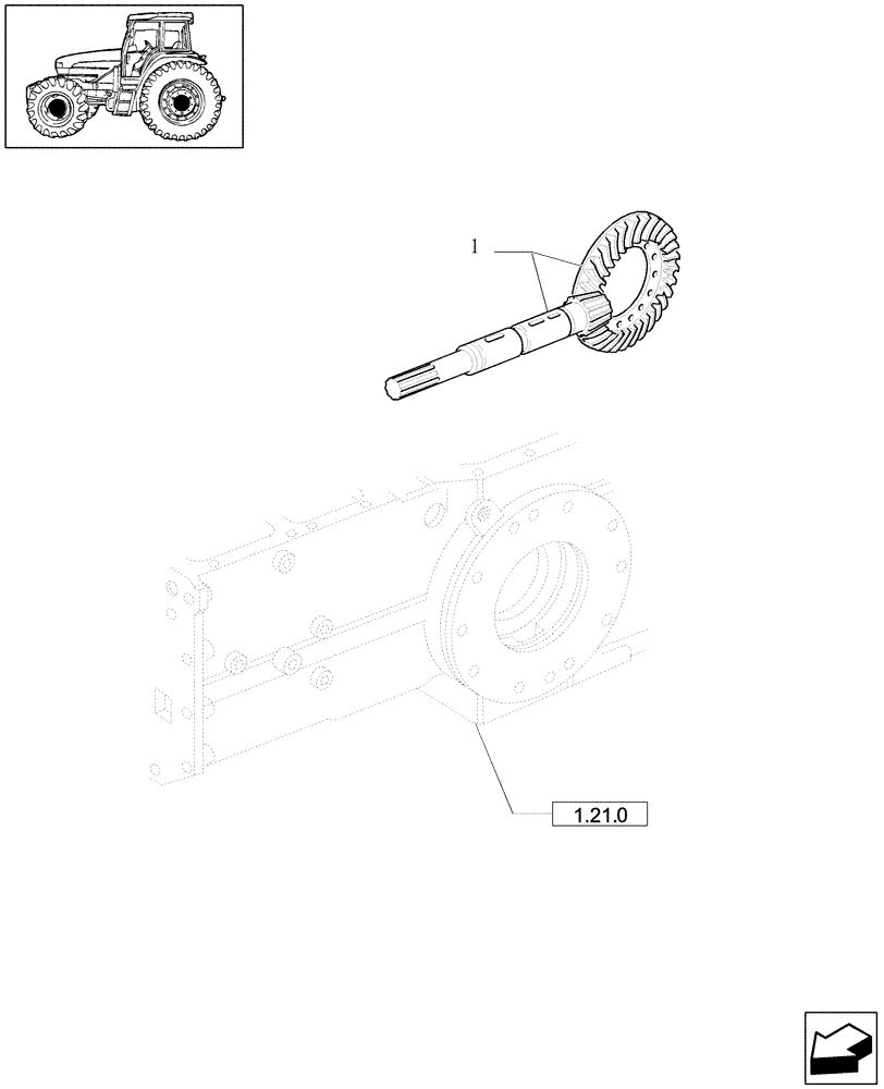 Схема запчастей Case IH JX1080U - (1.32.1/03) - (VAR.308/1) FRONT AXLE CL. 2 HYDR. LOCKING 40 KM/H - REAR BEVEL GEAR PAIR (03) - TRANSMISSION