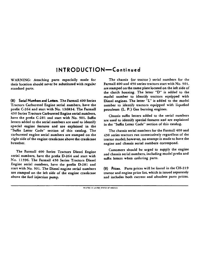 Схема запчастей Case IH 400-SERIES - (002) - INTRODUCTION - SERIAL NUMBER LOCATIONS (00) - GENERAL