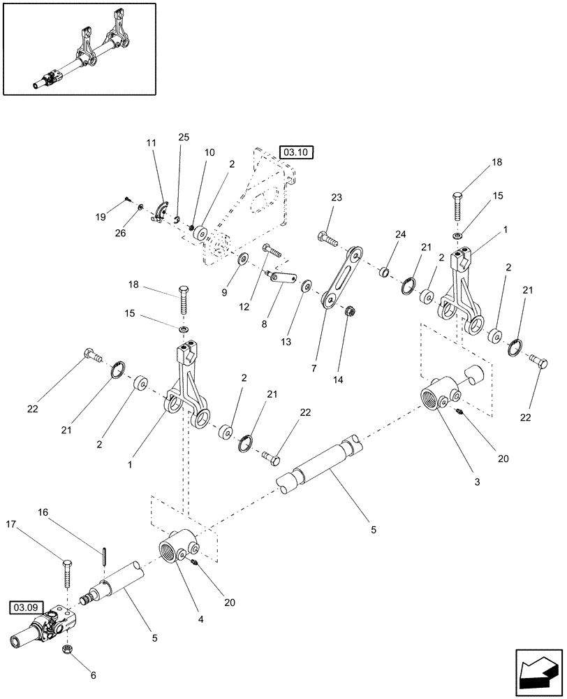 Схема запчастей Case IH WDX1902 - (03.11[1]) - PINTLE ARM, PRIOR TO 12/06 (03) - TRANSMISSION