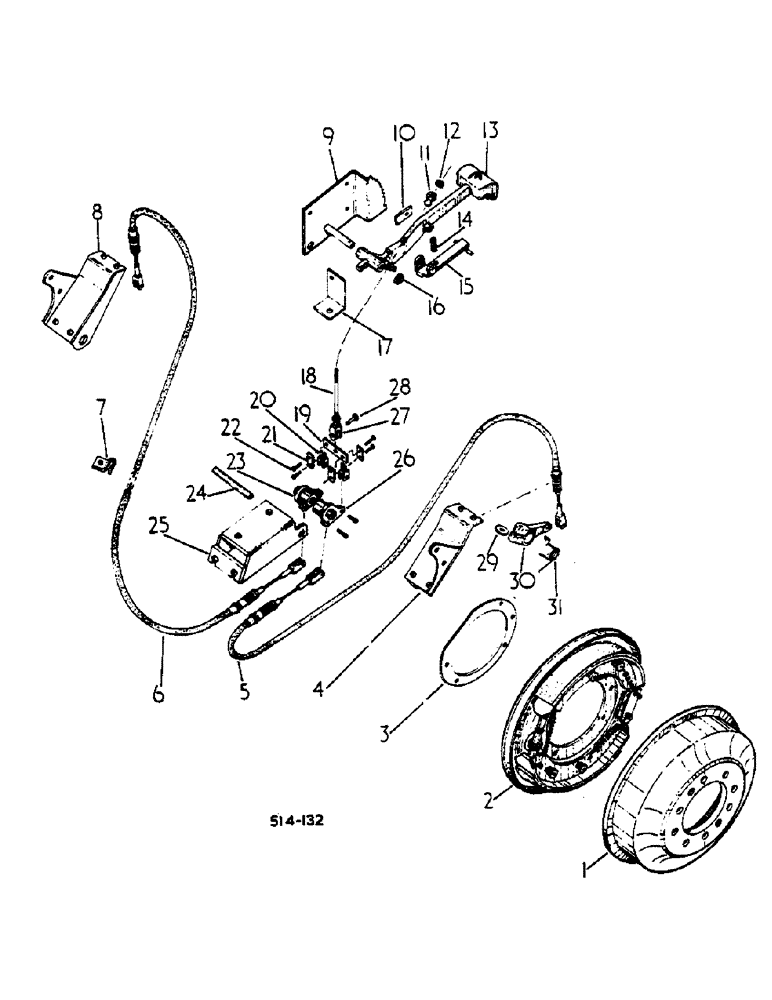 Схема запчастей Case IH 574 - (04-09) - HAND OPERATED DRUM BRAKE (5.1) - BRAKES