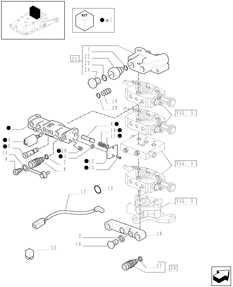 Схема запчастей Case IH JX1075N - (1.82.7/09[07]) - (VAR.088) 3 REAR REMOTE VALVES - QUICK COUPLINGS - D5484 (07) - HYDRAULIC SYSTEM