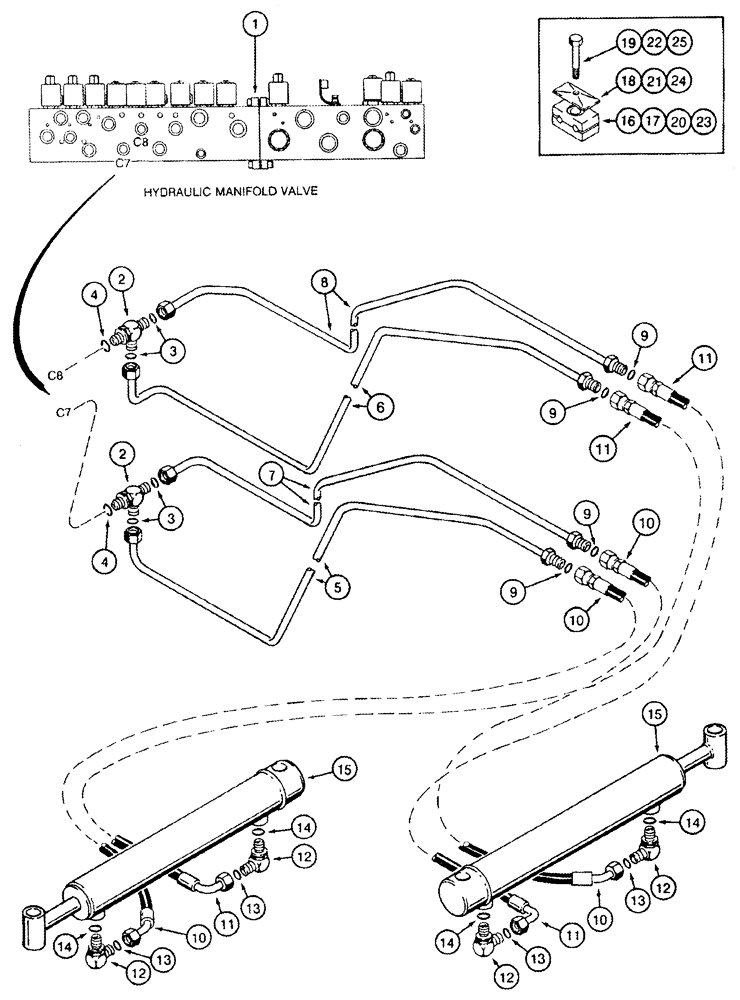 Схема запчастей Case IH 2555 - (08-12) - DRUM SERVICE CLOSE AND SPREAD SYSTEM (07) - HYDRAULICS