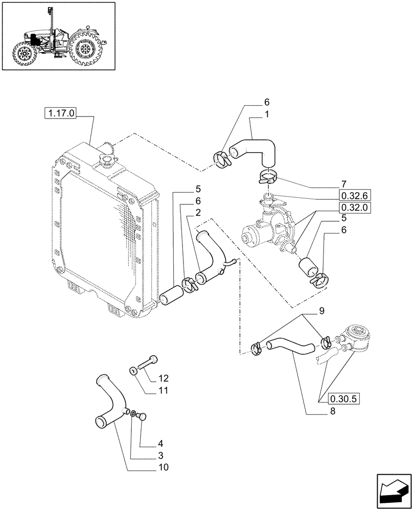 Схема запчастей Case IH JX1060C - (1.17.2[02]) - RADIATOR HOSES - L/CAB (02) - ENGINE EQUIPMENT