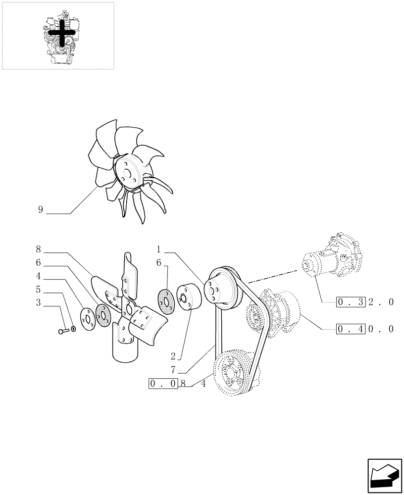 Схема запчастей Case IH JX80 - (0.34.7/01) - FAN (01) - ENGINE