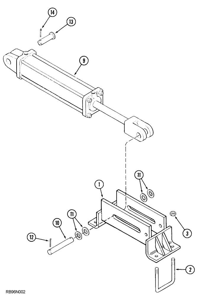 Схема запчастей Case IH 5850 - (09-42) - WING LIFT CYLINDER MOUNTING, VERTICAL FOLD, 37 FOOT THROUGH 41 FOOT WIDE (09) - CHASSIS