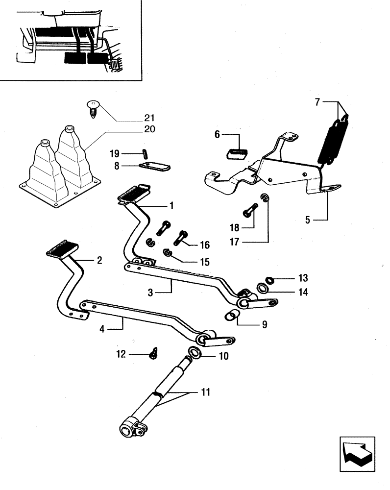 Схема запчастей Case IH JX80 - (1.67.0) - BRAKE PEDALS - LEVERS, PEDALS AND SHAFT (05) - REAR AXLE