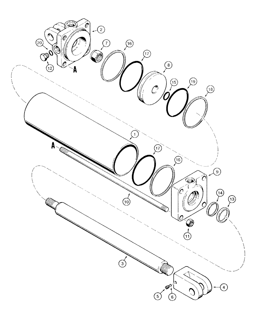 Схема запчастей Case IH 770 - (08-34) - TRANSPORT LIFT CYLINDER - 1286452C91, TIE BOLT TYPE, 5 INCH ID (08) - HYDRAULICS