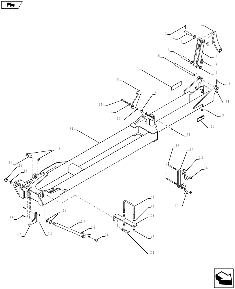 Схема запчастей Case IH 920 - (39.100.02) - INNER WING FRAME (39) - FRAMES AND BALLASTING