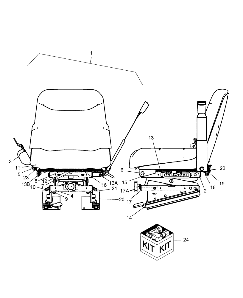 Схема запчастей Case IH DX33 - (13A02) - SEAT, ON & ASN HBA0001480 (16) - SEATS