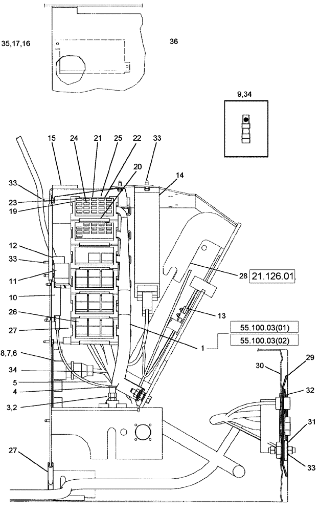 Схема запчастей Case IH 625 - (55.100.03[05]) - HARNESS, MAIN CAB - RIGHT HAND PEDESTAL (55) - ELECTRICAL SYSTEMS